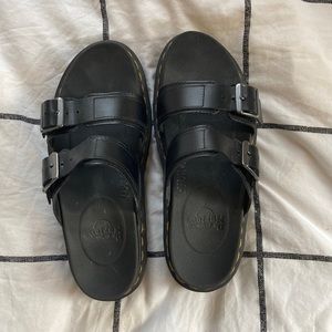 Dr. Martens Myles Brando Leather Buckle Slide Sandals